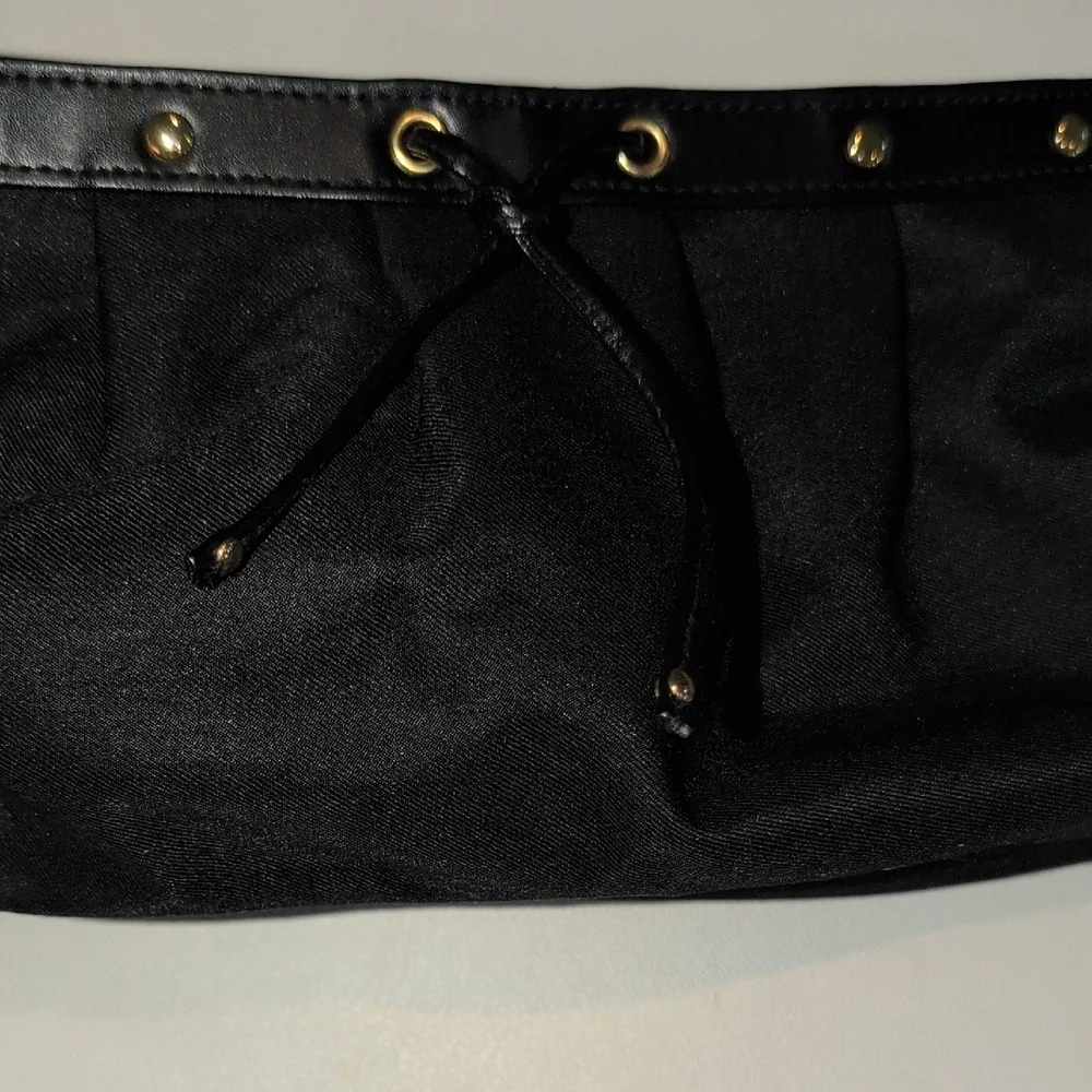 Yves Saint Laurent Black Satin Pouch with Gold Details